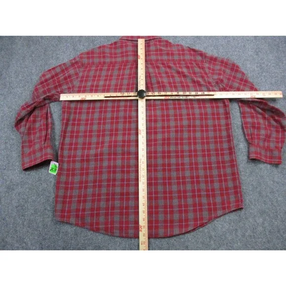 LL Bean Shirt Mens Extra Large XL Red Blue Flannel Plaid Casual Button Up - Picture 7 of 9